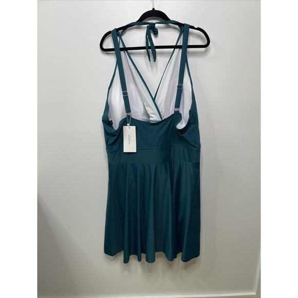 BloomChic 30 Swim Dress Bathing Suit Turquois Halter Top Adjustable Strap NWT - Picture 5 of 12